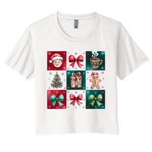 Christmas Holiday Gift Gingerbread Hot Cocoa Women's Crop Top Tee