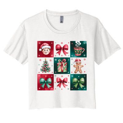 Christmas Holiday Gift Gingerbread Hot Cocoa Women's Crop Top Tee