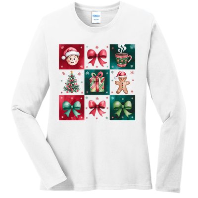 Christmas Holiday Gift Gingerbread Hot Cocoa Ladies Long Sleeve Shirt