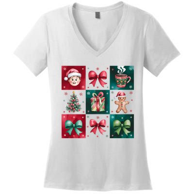 Christmas Holiday Gift Gingerbread Hot Cocoa Women's V-Neck T-Shirt