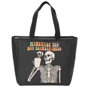 Chill Halloween Groovy Skeleton Costume Zip Tote Bag