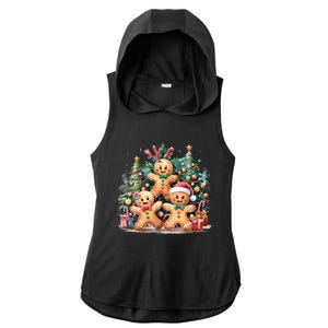 Christmas Holiday Gingerbread Xmas Christmas Tree Ladies PosiCharge Tri-Blend Wicking Draft Hoodie Tank