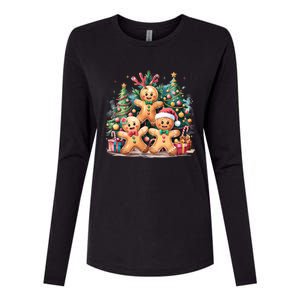 Christmas Holiday Gingerbread Xmas Christmas Tree Womens Cotton Relaxed Long Sleeve T-Shirt