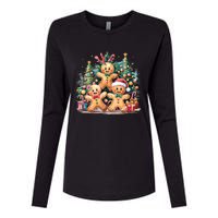 Christmas Holiday Gingerbread Xmas Christmas Tree Womens Cotton Relaxed Long Sleeve T-Shirt