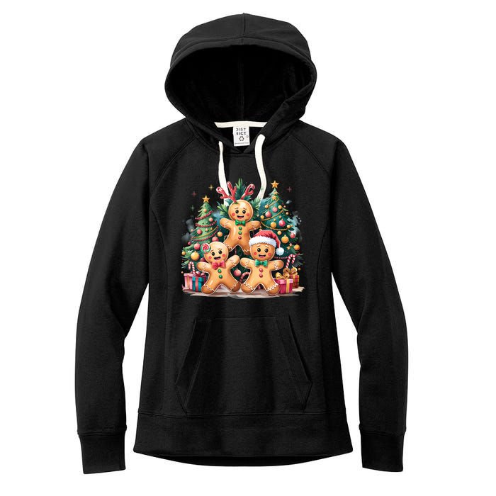 Christmas Holiday Gingerbread Xmas Christmas Tree Women's Fleece Hoodie