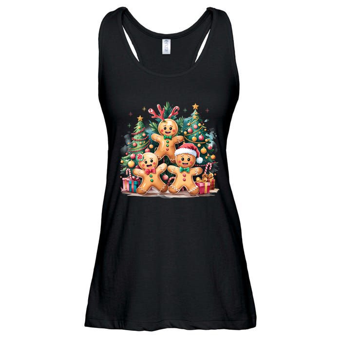 Christmas Holiday Gingerbread Xmas Christmas Tree Ladies Essential Flowy Tank