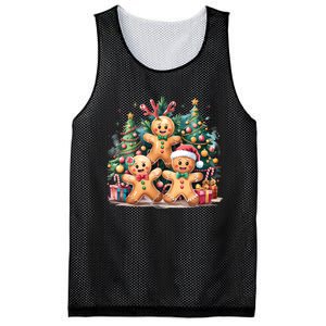 Christmas Holiday Gingerbread Xmas Christmas Tree Mesh Reversible Basketball Jersey Tank