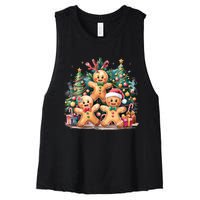 Christmas Holiday Gingerbread Xmas Christmas Tree Women's Racerback Cropped Tank