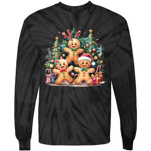 Christmas Holiday Gingerbread Xmas Christmas Tree Tie-Dye Long Sleeve Shirt