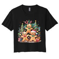 Christmas Holiday Gingerbread Xmas Christmas Tree Women's Crop Top Tee