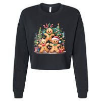 Christmas Holiday Gingerbread Xmas Christmas Tree Cropped Pullover Crew