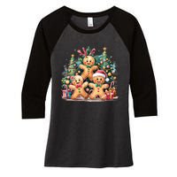 Christmas Holiday Gingerbread Xmas Christmas Tree Women's Tri-Blend 3/4-Sleeve Raglan Shirt