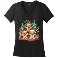 Christmas Holiday Gingerbread Xmas Christmas Tree Women's V-Neck T-Shirt