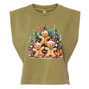 Christmas Holiday Gingerbread Xmas Christmas Tree Garment-Dyed Women's Muscle Tee