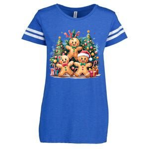 Christmas Holiday Gingerbread Xmas Christmas Tree Enza Ladies Jersey Football T-Shirt