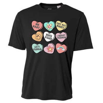 Conversation Hearts Groovy Valentines Day NICU Nurse Squad Cooling Performance Crew T-Shirt