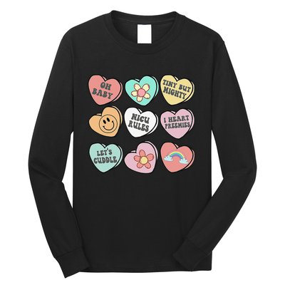 Conversation Hearts Groovy Valentines Day NICU Nurse Squad Long Sleeve Shirt