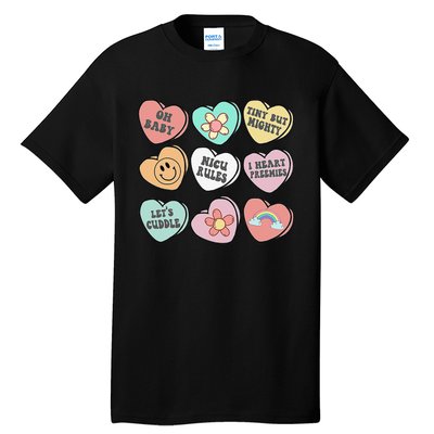 Conversation Hearts Groovy Valentines Day NICU Nurse Squad Tall T-Shirt