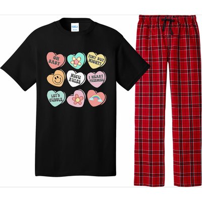 Conversation Hearts Groovy Valentines Day NICU Nurse Squad Pajama Set