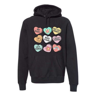 Conversation Hearts Groovy Valentines Day NICU Nurse Squad Premium Hoodie