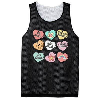 Conversation Hearts Groovy Valentines Day NICU Nurse Squad Mesh Reversible Basketball Jersey Tank