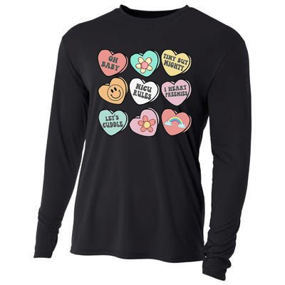 Conversation Hearts Groovy Valentines Day NICU Nurse Squad Cooling Performance Long Sleeve Crew