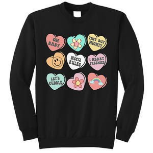 Conversation Hearts Groovy Valentines Day NICU Nurse Squad Tall Sweatshirt