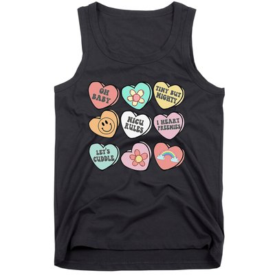 Conversation Hearts Groovy Valentines Day NICU Nurse Squad Tank Top