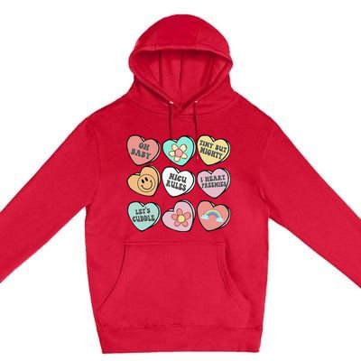 Conversation Hearts Groovy Valentines Day NICU Nurse Squad Premium Pullover Hoodie