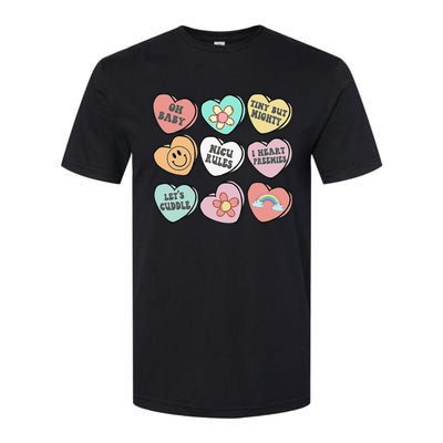 Conversation Hearts Groovy Valentines Day NICU Nurse Squad Softstyle CVC T-Shirt