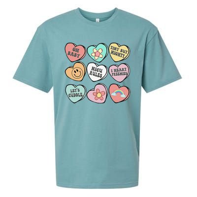 Conversation Hearts Groovy Valentines Day NICU Nurse Squad Sueded Cloud Jersey T-Shirt