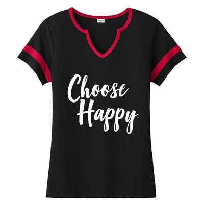 Choose Happy Gift Ladies Halftime Notch Neck Tee