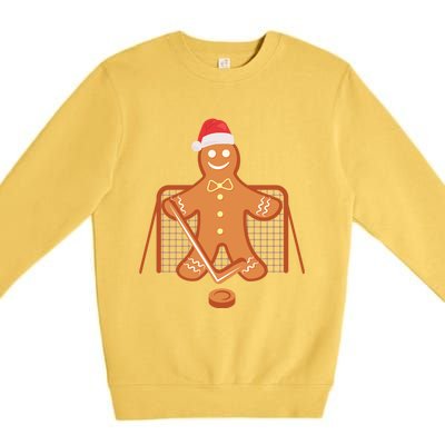 Christmas Hockey Goalie Gingerbread Goalkeeper Xmas Gift Premium Crewneck Sweatshirt