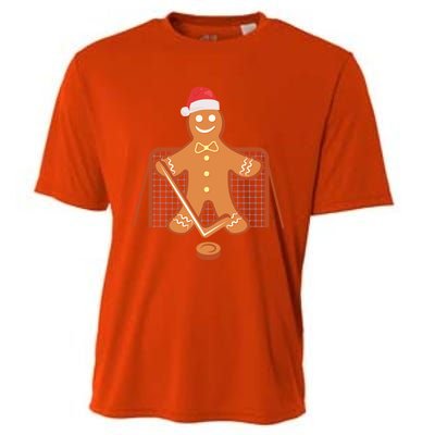 Christmas Hockey Goalie Gingerbread Goalkeeper Xmas Gift Cooling Performance Crew T-Shirt