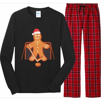 Christmas Hockey Goalie Gingerbread Goalkeeper Xmas Gift Long Sleeve Pajama Set