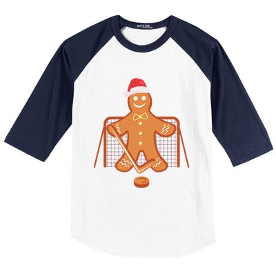 Christmas Hockey Goalie Gingerbread Goalkeeper Xmas Gift Baseball Sleeve Shirt