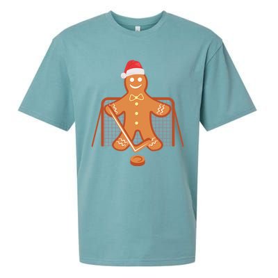 Christmas Hockey Goalie Gingerbread Goalkeeper Xmas Gift Sueded Cloud Jersey T-Shirt