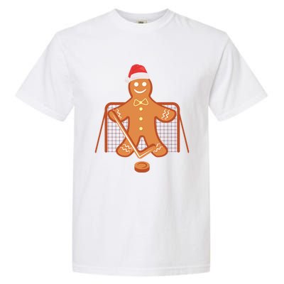 Christmas Hockey Goalie Gingerbread Goalkeeper Xmas Gift Garment-Dyed Heavyweight T-Shirt