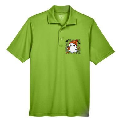 Cute Halloween Ghost Coffee Men's Origin Performance Pique Polo