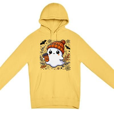 Cute Halloween Ghost Coffee Premium Pullover Hoodie