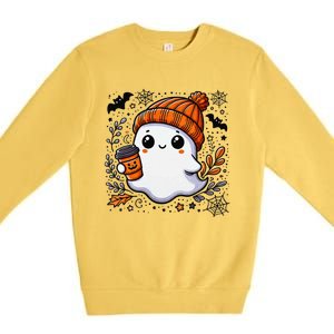 Cute Halloween Ghost Coffee Premium Crewneck Sweatshirt