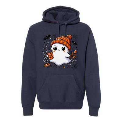 Cute Halloween Ghost Coffee Premium Hoodie