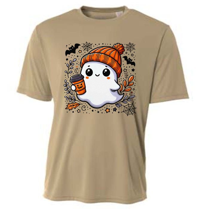 Cute Halloween Ghost Coffee Cooling Performance Crew T-Shirt