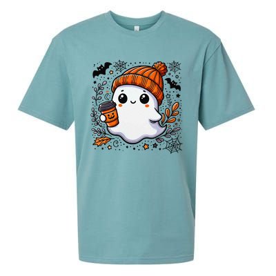 Cute Halloween Ghost Coffee Sueded Cloud Jersey T-Shirt