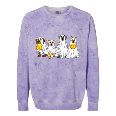 Cute Halloween Ghost Dogs Pups Colorblast Crewneck Sweatshirt