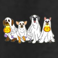 Cute Halloween Ghost Dogs Pups 7 Panel Mesh Trucker Snapback Hat