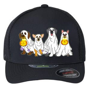 Cute Halloween Ghost Dogs Pups Flexfit Unipanel Trucker Cap