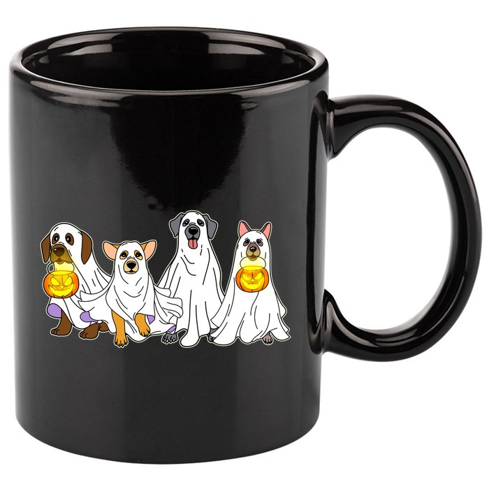 Cute Halloween Ghost Dogs Pups 11oz C Handle Ceramic Mug