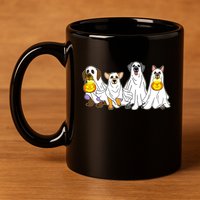 Cute Halloween Ghost Dogs Pups 11oz C Handle Ceramic Mug