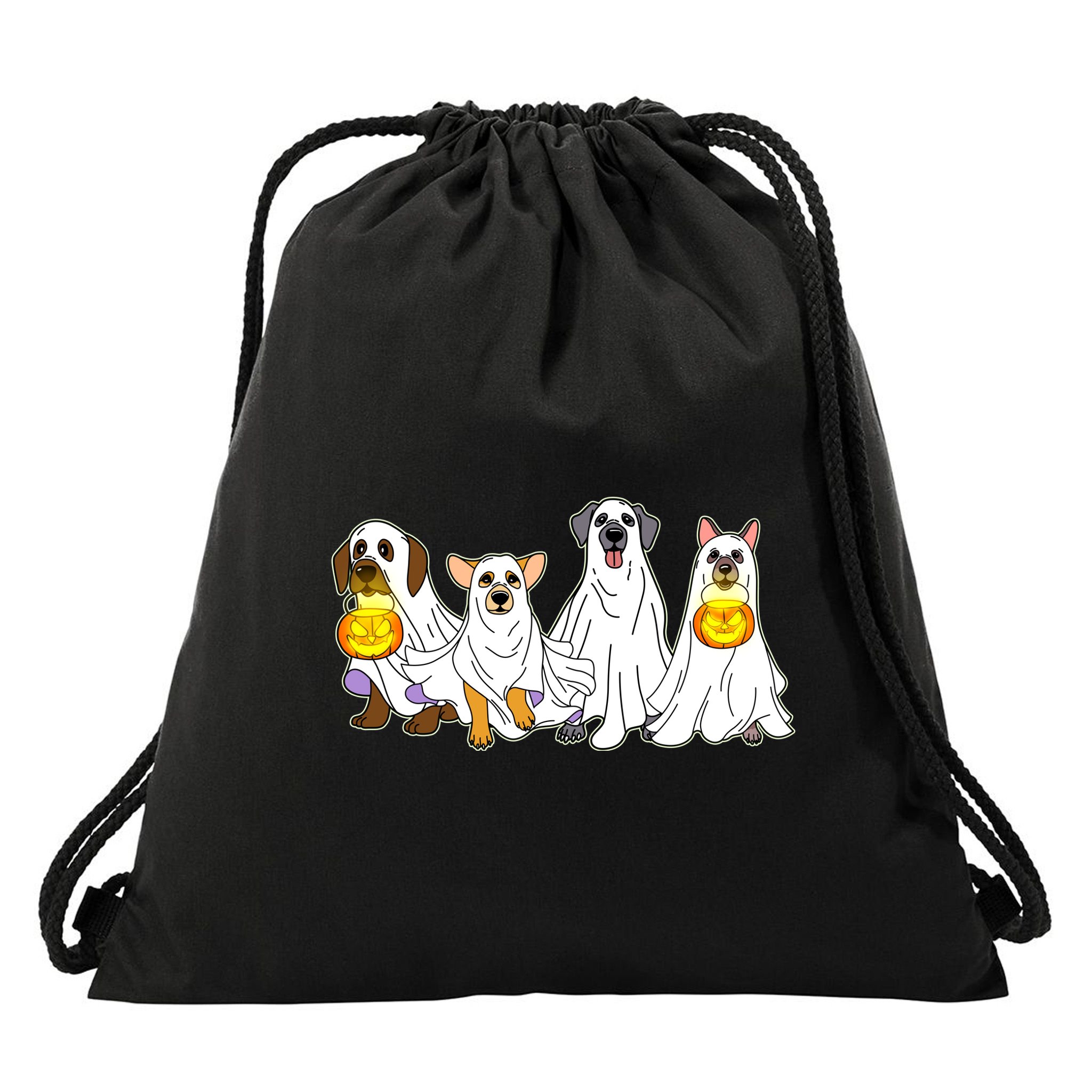 Cute Halloween Ghost Dogs Pups Drawstring Bag